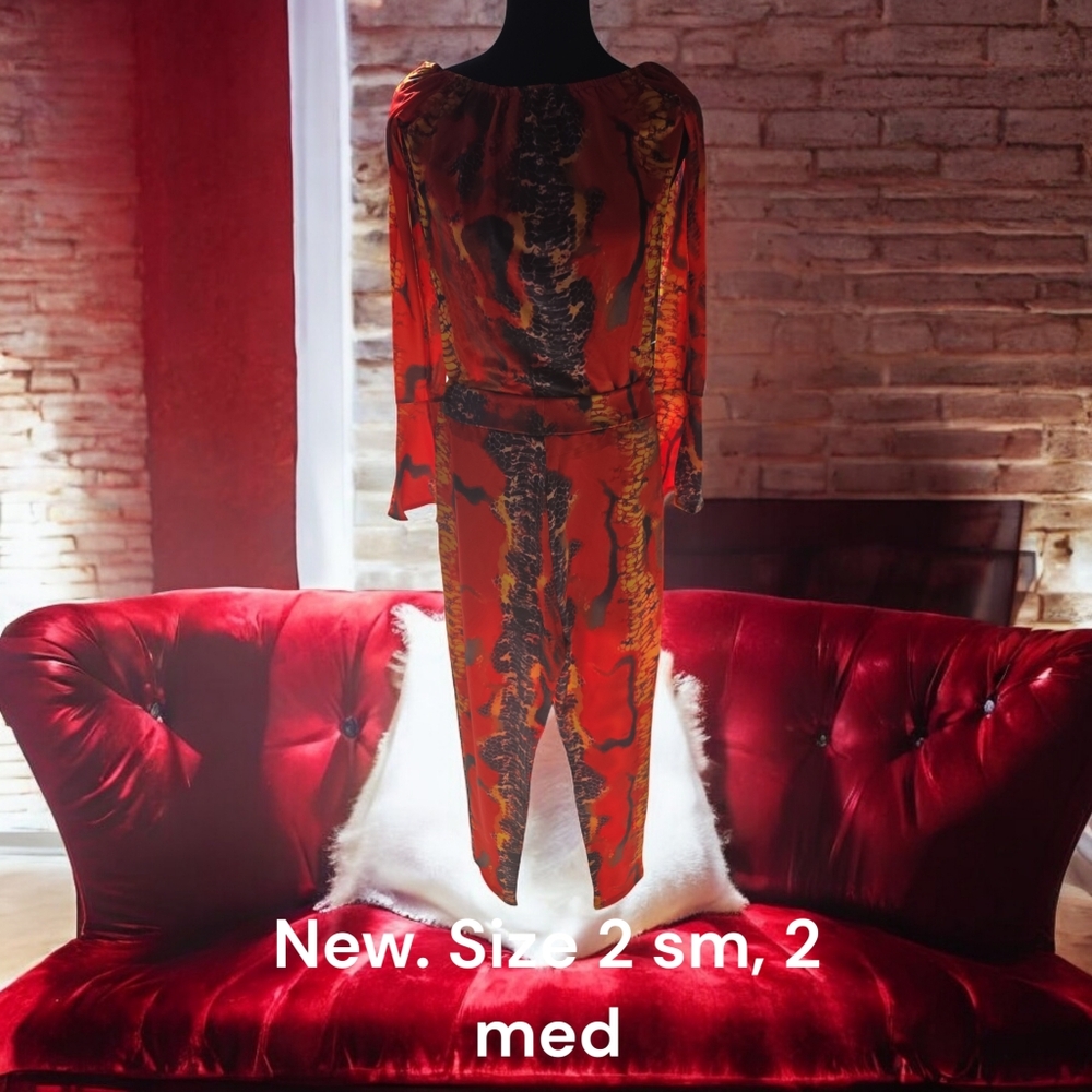 Bold Red and Black Patterned Jumpsuit - Multiple Sizes Available
